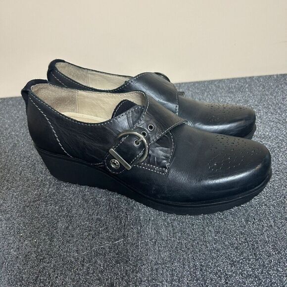 Dromedaries Black Leather Wedge Dark Academia Buckle 41 10.5-11 - Picture 3 of 11